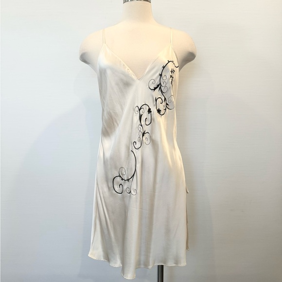 Y2K Victoria’s Secret Silk Ivory Cream Embroidered Vintage Slip Dress NWT L NEW - Picture 7 of 10